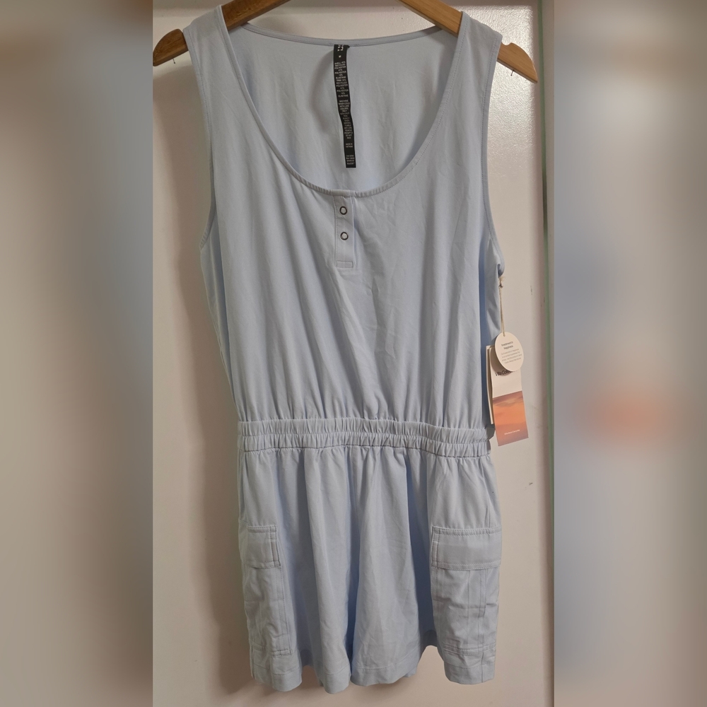 NWT Women's Vuori "Utility Romper" in Color "Light Mist". Various Sizes